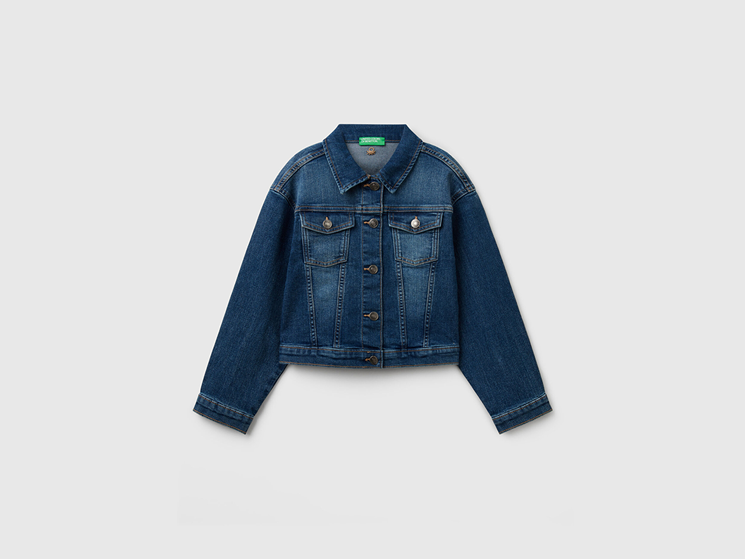 Benetton Kız Çocuk Koyu Denim Denim Ceket