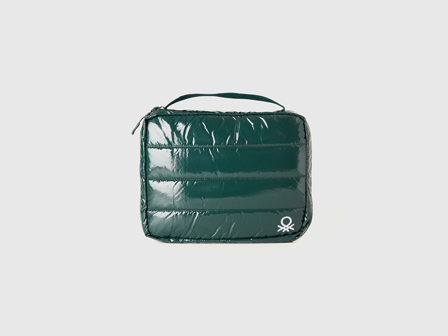 Benetton Unisex Koyu Yeşil Dolgulu Parlak Organizer Çanta