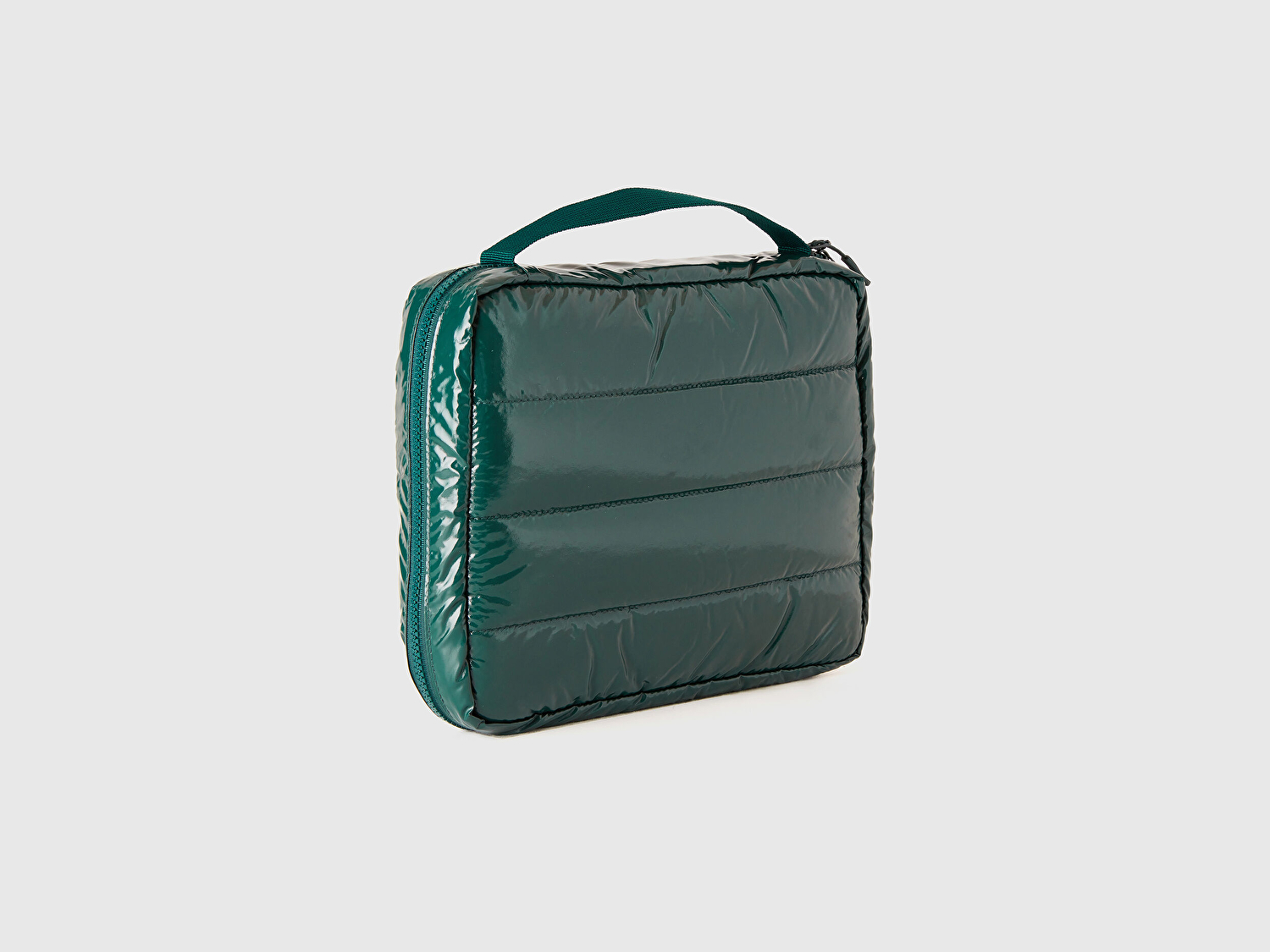Benetton Unisex Koyu Yeşil Dolgulu Parlak Organizer Çanta