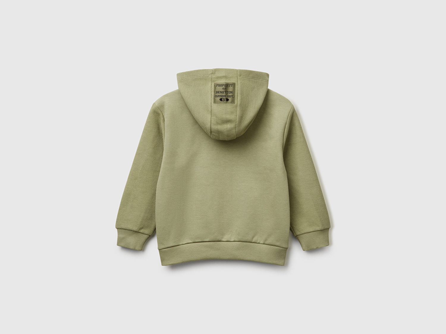 Benetton Erkek Bebek Haki Fermuarlı Yama Cepli Kapüşonlu Sweatshirt