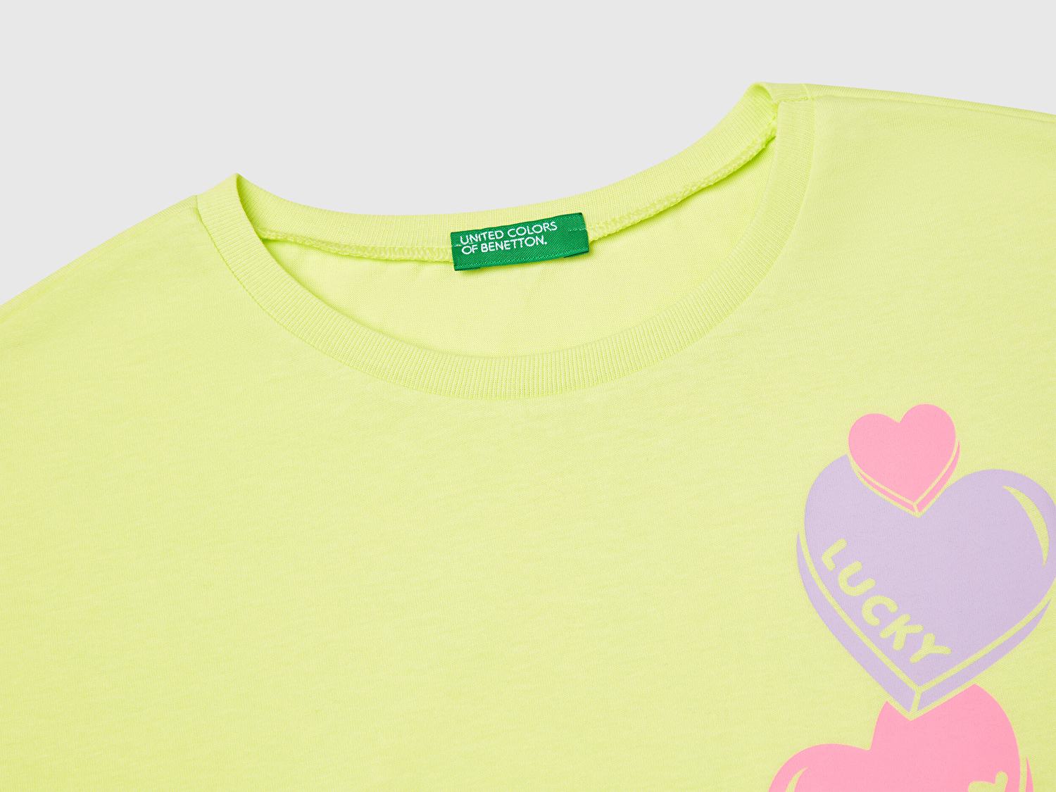 Benetton Kız Çocuk Sarı Grafik Baskılı Kısa Kollu T-Shirt
