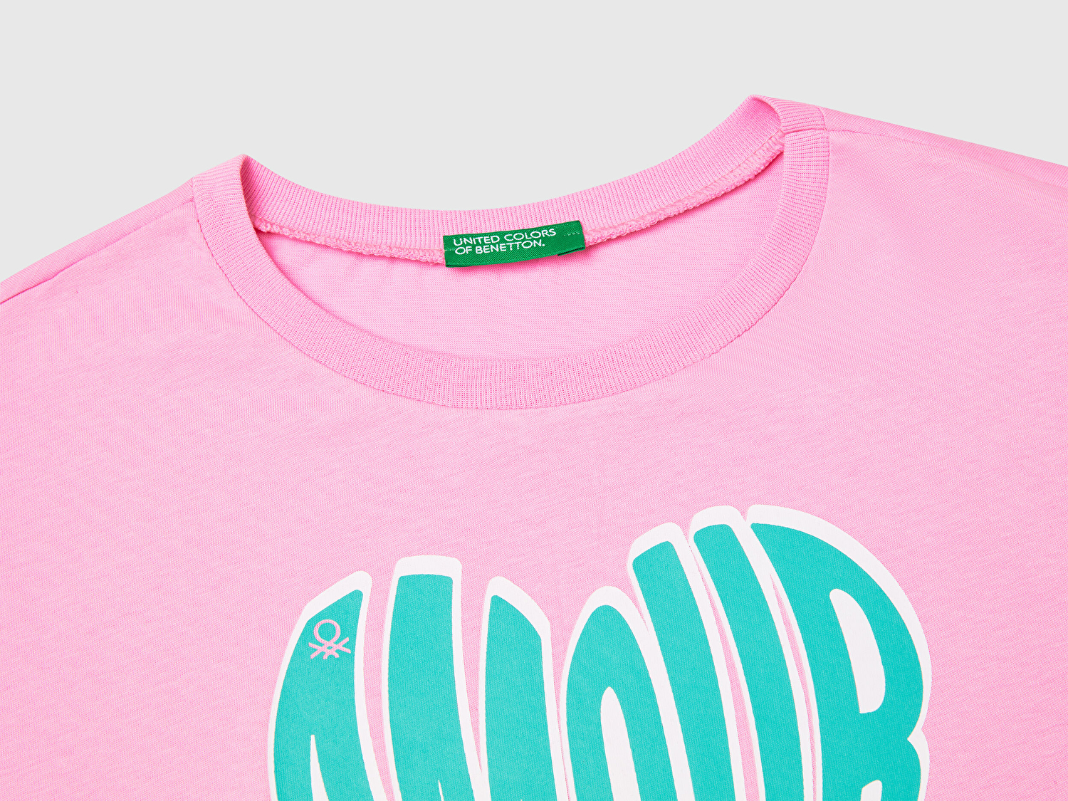 Benetton Kız Çocuk Pembe Grafik Baskılı Kısa Kollu T-Shirt