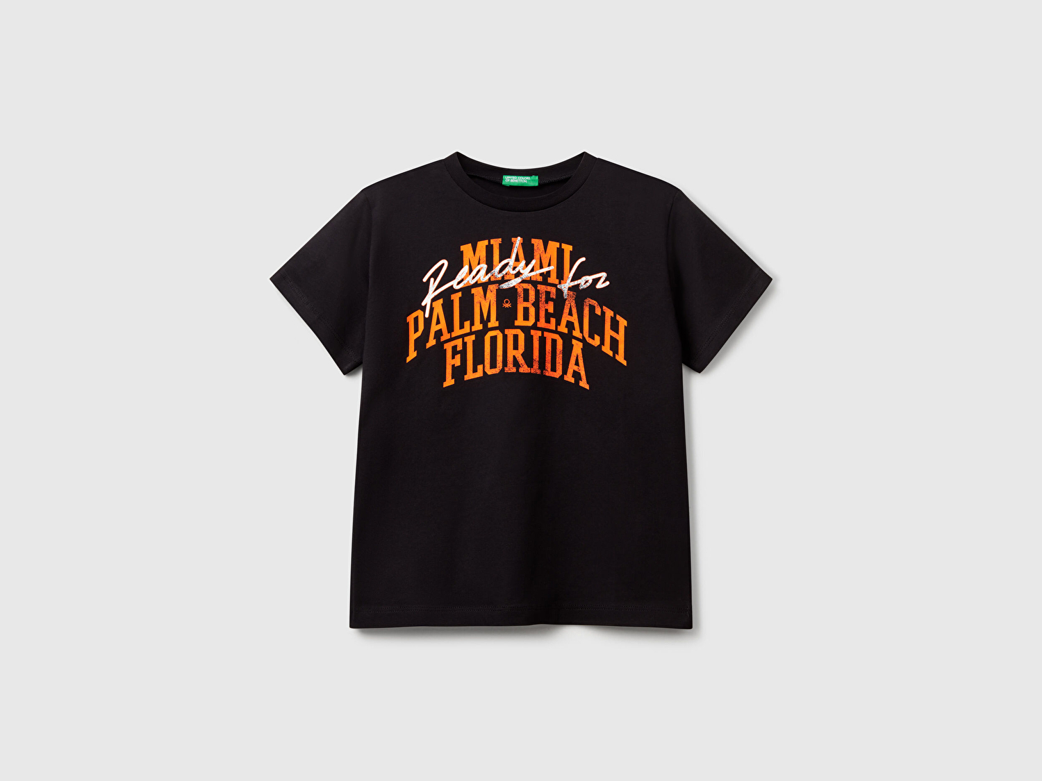 Benetton Erkek Çocuk Siyah Grafik Baskılı Kısa Kollu T-Shirt