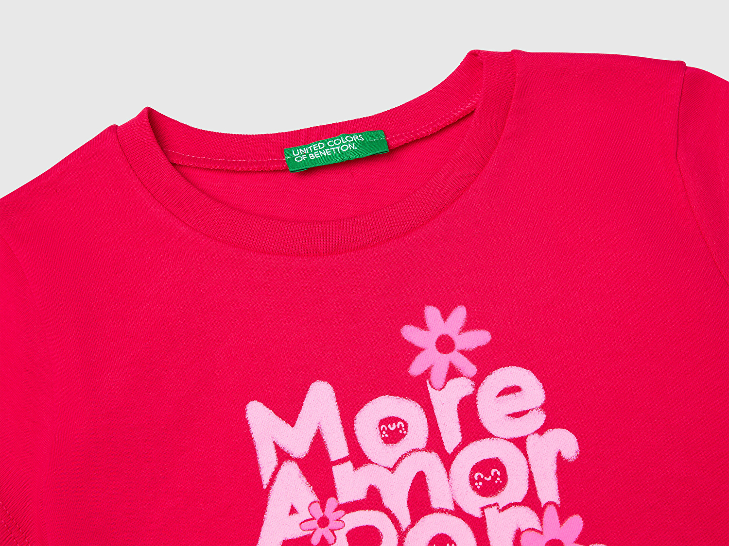 Benetton Kız Bebek Fuşya Grafik Baskılı Kısa Kollu T-Shirt