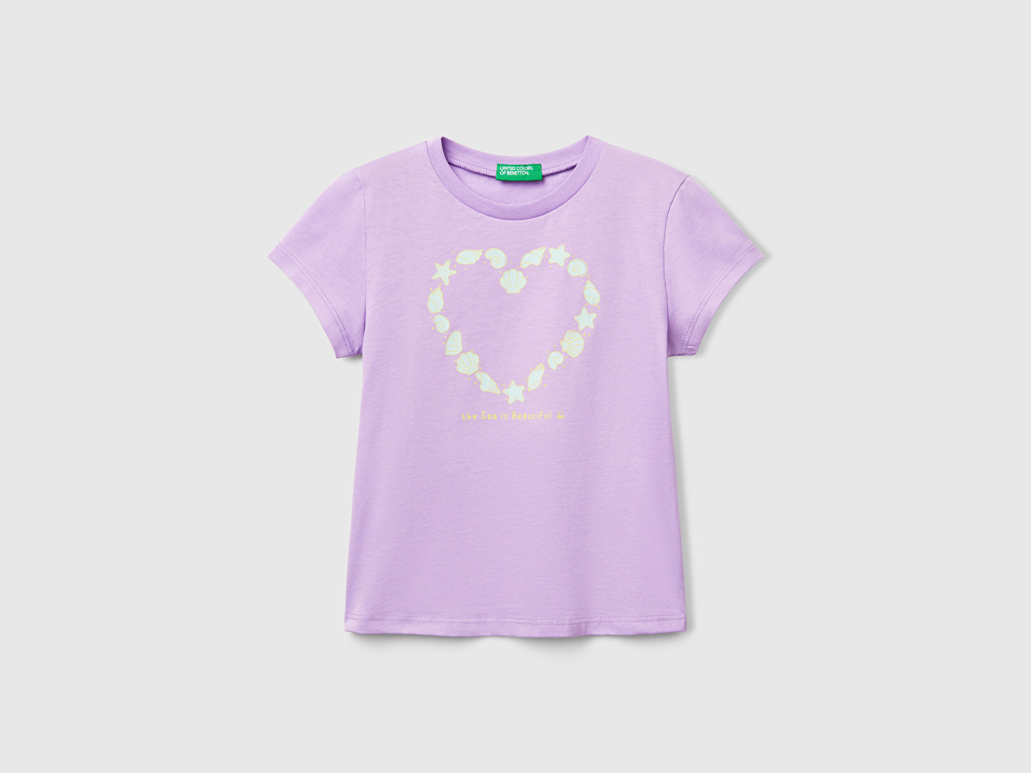 Benetton Kız Bebek Lila Grafik Baskılı Kısa Kollu T-Shirt