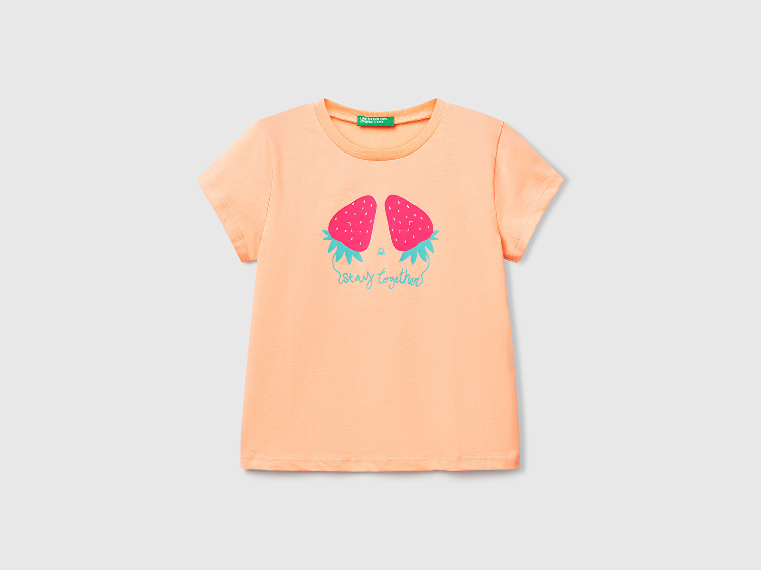 Benetton Kız Bebek Yavruağzı Grafik Baskılı Kısa Kollu T-Shirt