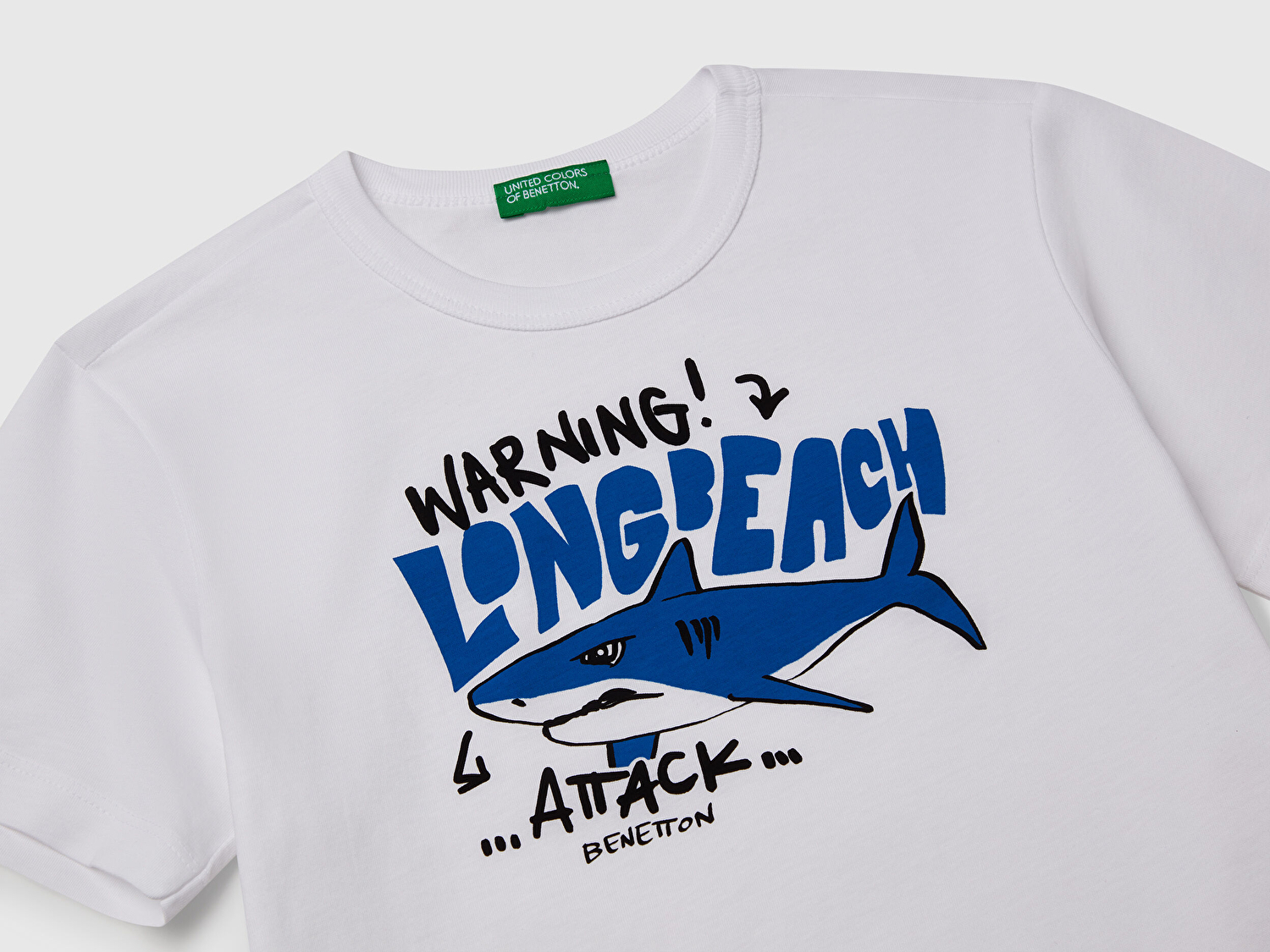 Benetton Erkek Bebek Beyaz Grafik Baskılı Kısa Kollu T-Shirt