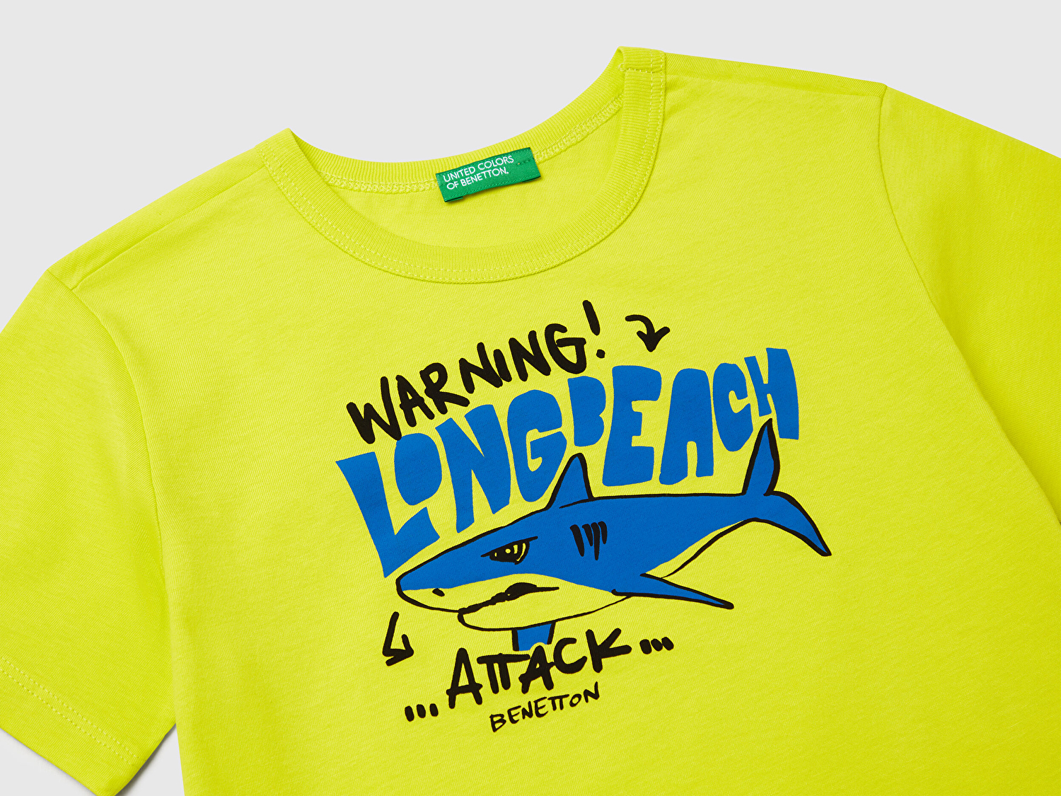 Benetton Erkek Bebek Sarı Grafik Baskılı Kısa Kollu T-Shirt
