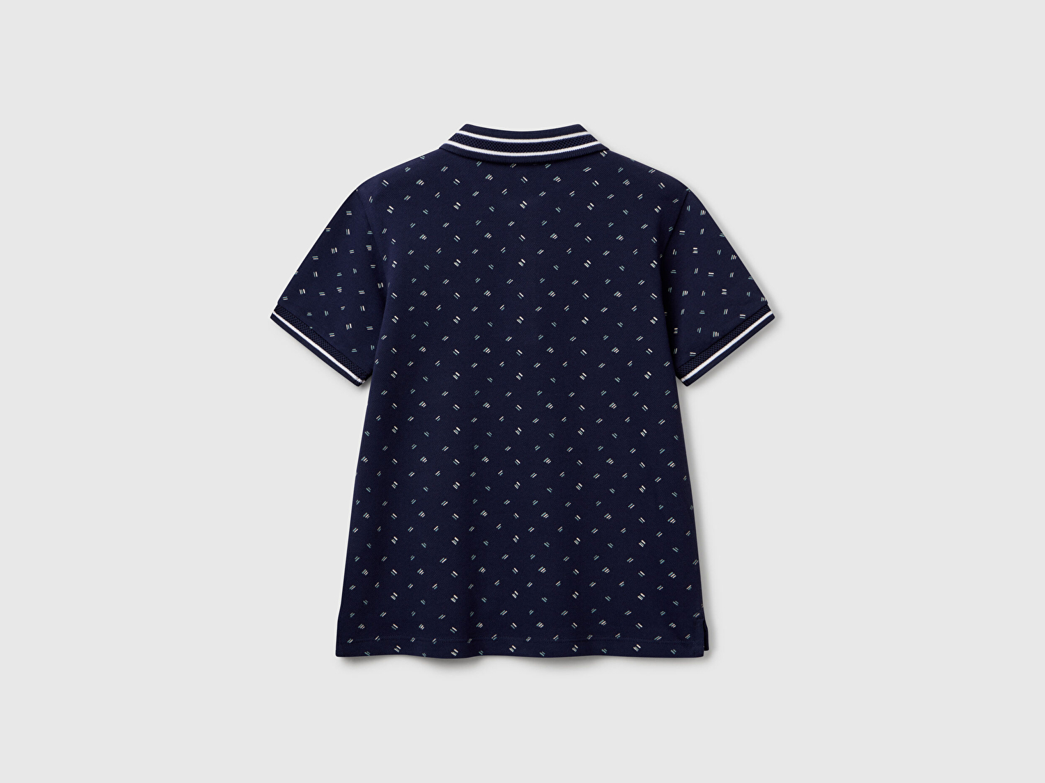 Benetton Erkek Çocuk Lacivert Desenli Çizgili Polo T-Shirt