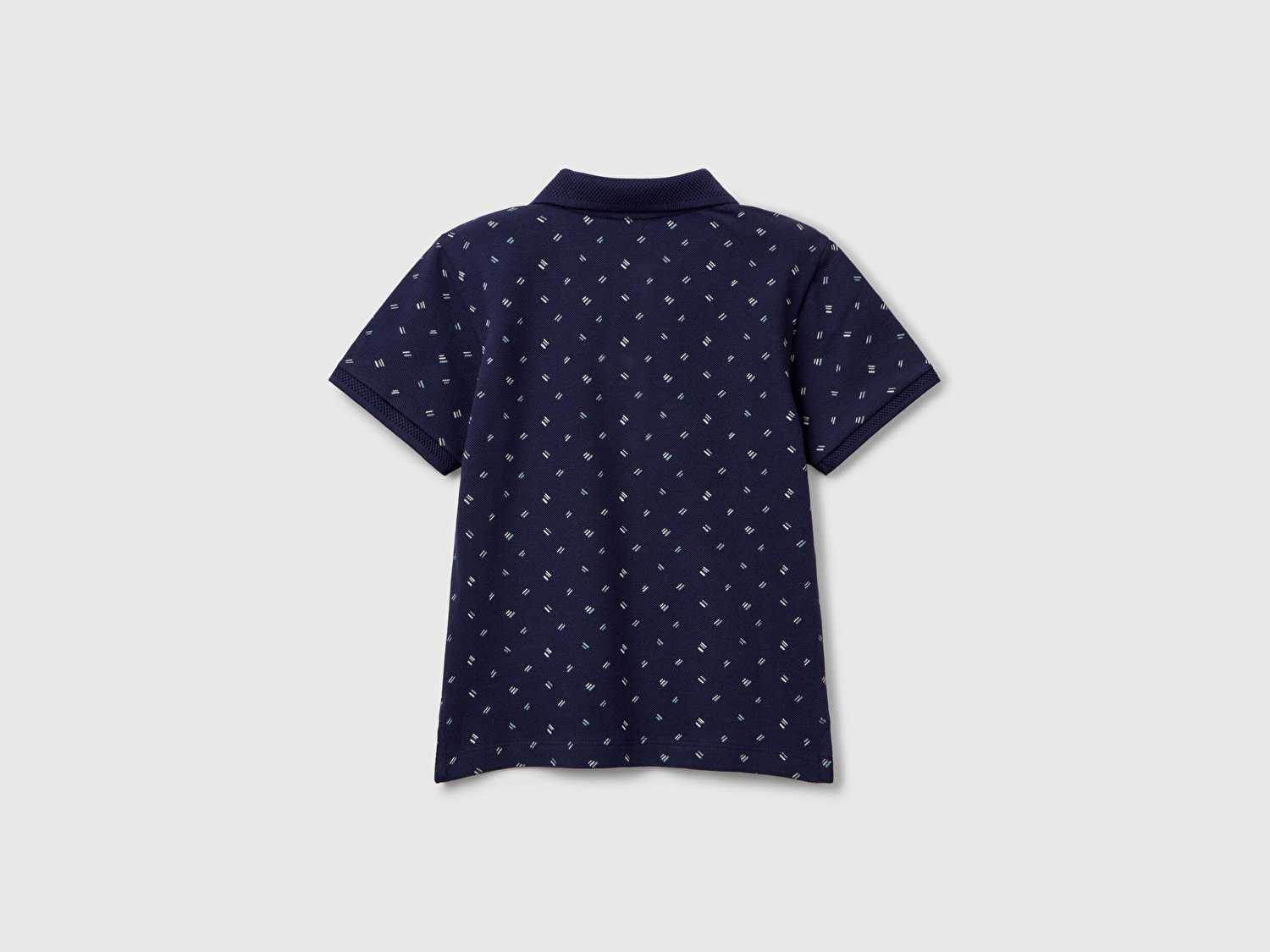 Benetton Erkek Bebek Lacivert Puantiye Desenli Logo Detaylı Polo T-Shirt