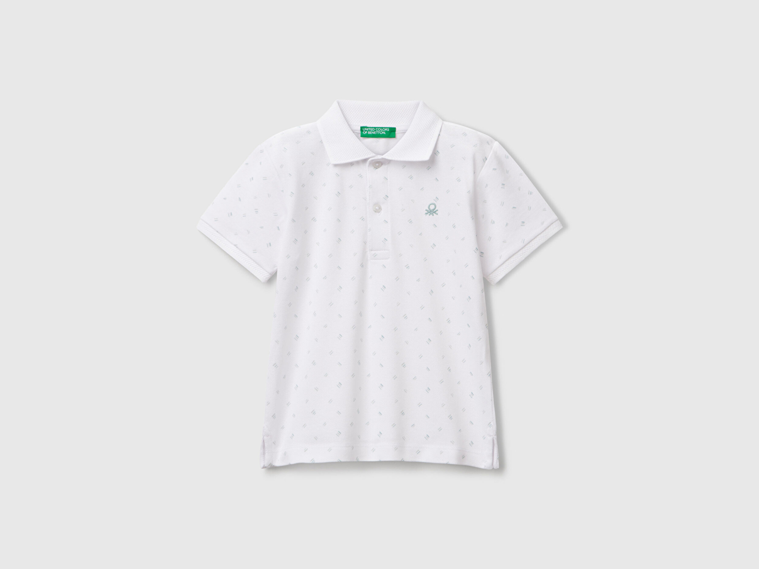 Benetton Erkek Bebek Beyaz Puantiye Desenli Logo Detaylı Polo T-Shirt
