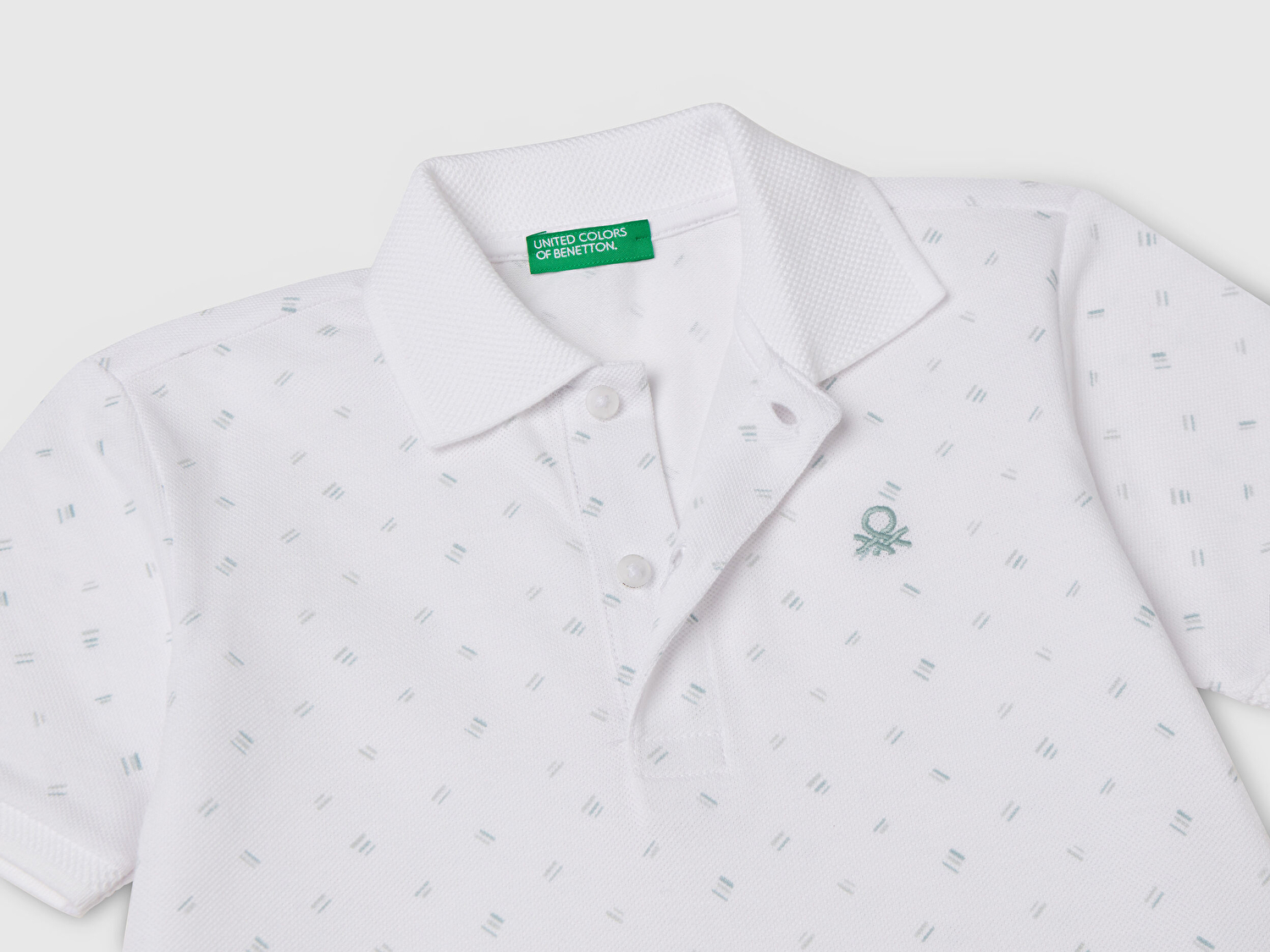 Benetton Erkek Bebek Beyaz Puantiye Desenli Logo Detaylı Polo T-Shirt