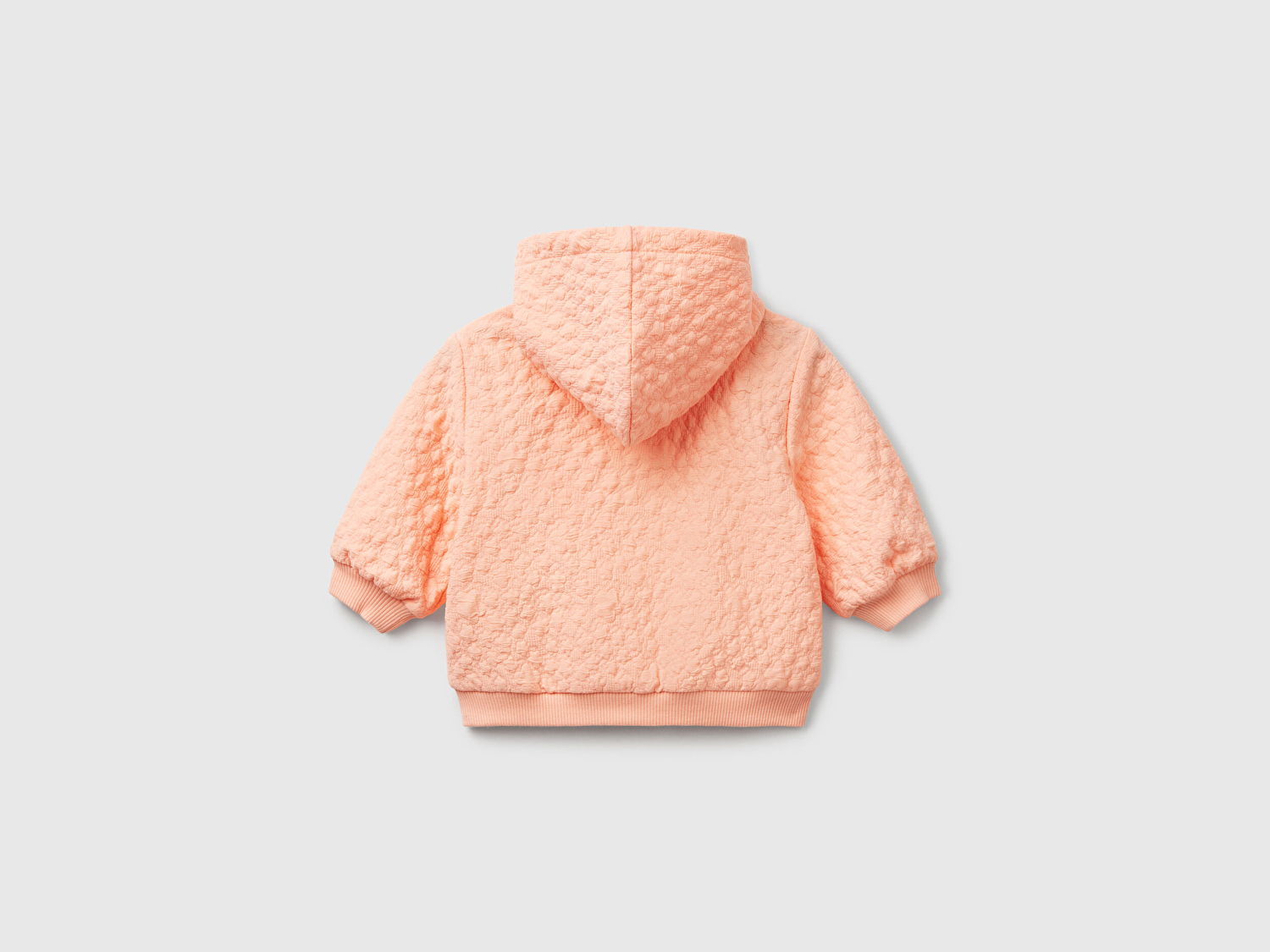 Benetton Bebek Yavruağzı Logo Etiketli Jakarlı Fermuarlı Kapüşonlu Sweatshirt