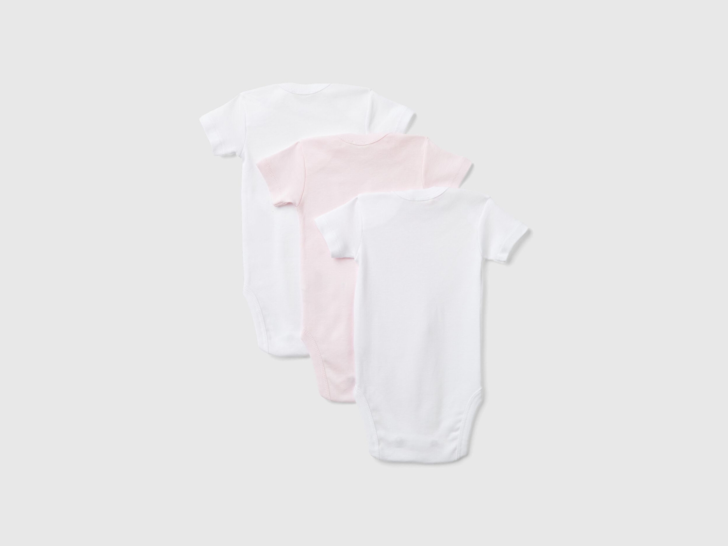 Benetton Bebek Pembe-Beyaz Kısa Kollu 3'lü Çıtçıtlı Body