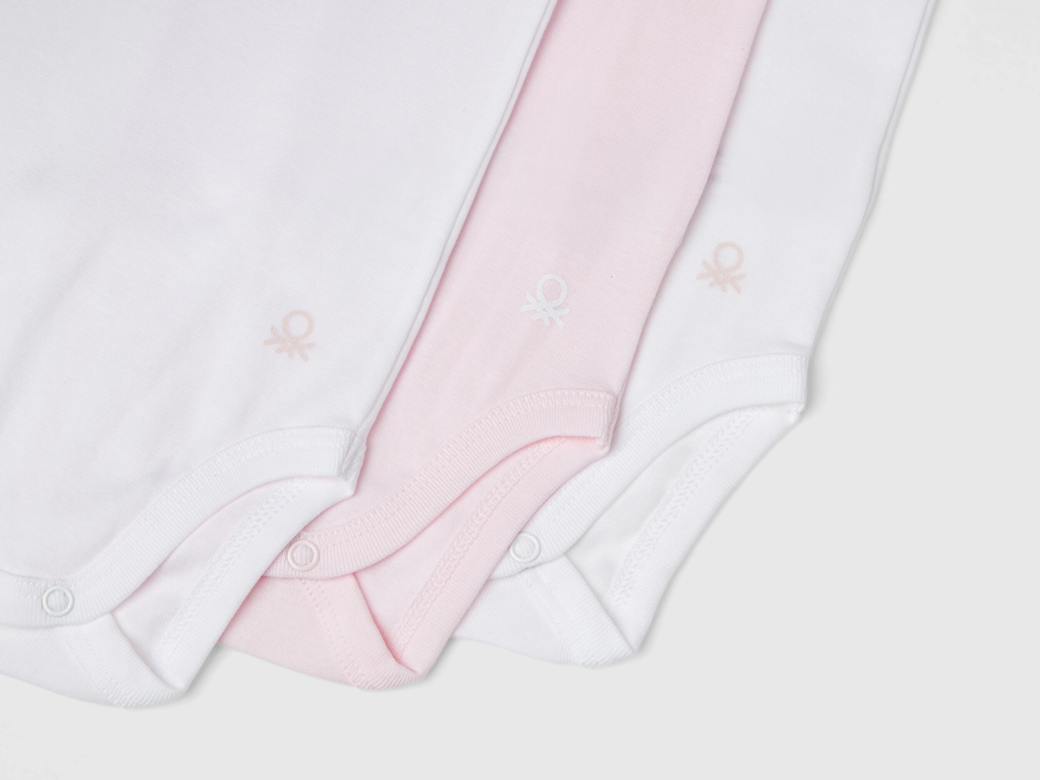 Benetton Bebek Pembe-Beyaz Kısa Kollu 3'lü Çıtçıtlı Body