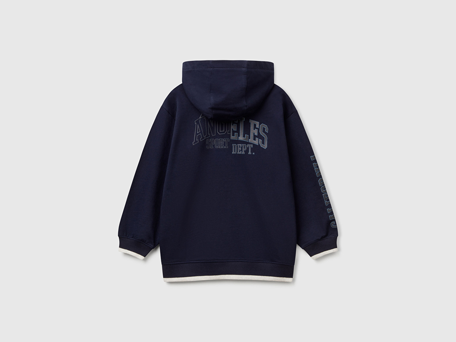 Benetton Erkek Çocuk Lacivert İşleme Detaylı Manşetli Kapüşonlu Sweatshirt