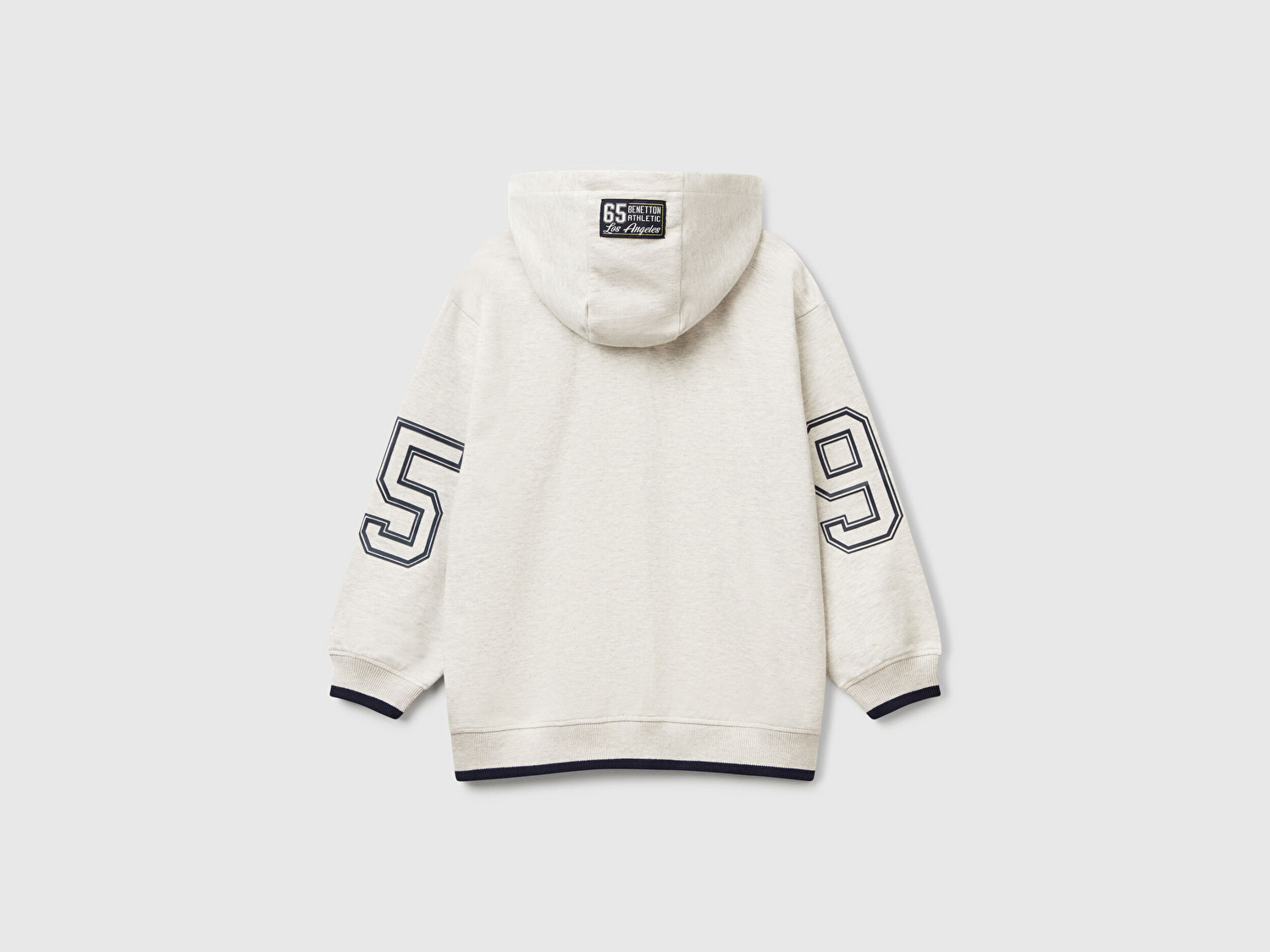 Benetton Erkek Çocuk Açık Gri Melanj İşleme Detaylı Manşetli Kapüşonlu Sweatshirt