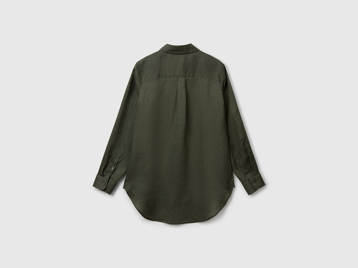 Benetton Kadın Haki %100 Keten Gömlek