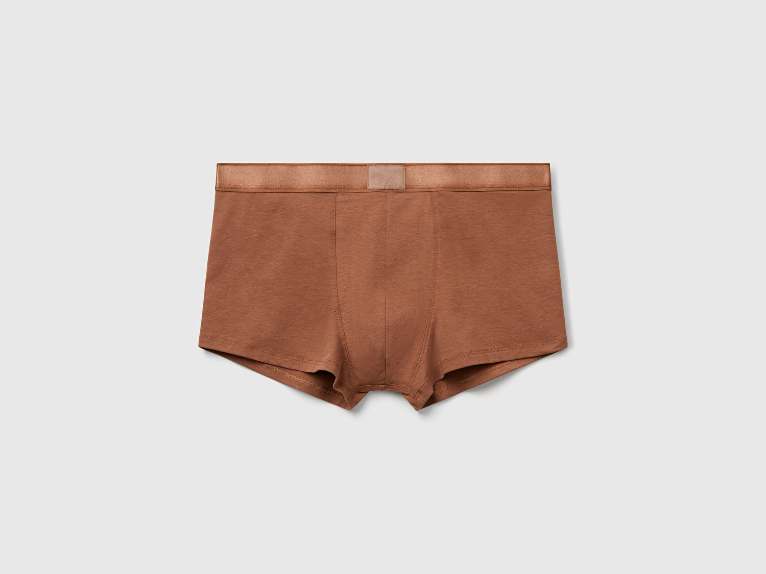 Benetton Erkek Kahverengi Pamuk Karışımlı Beli Logo Baskılı Boxer