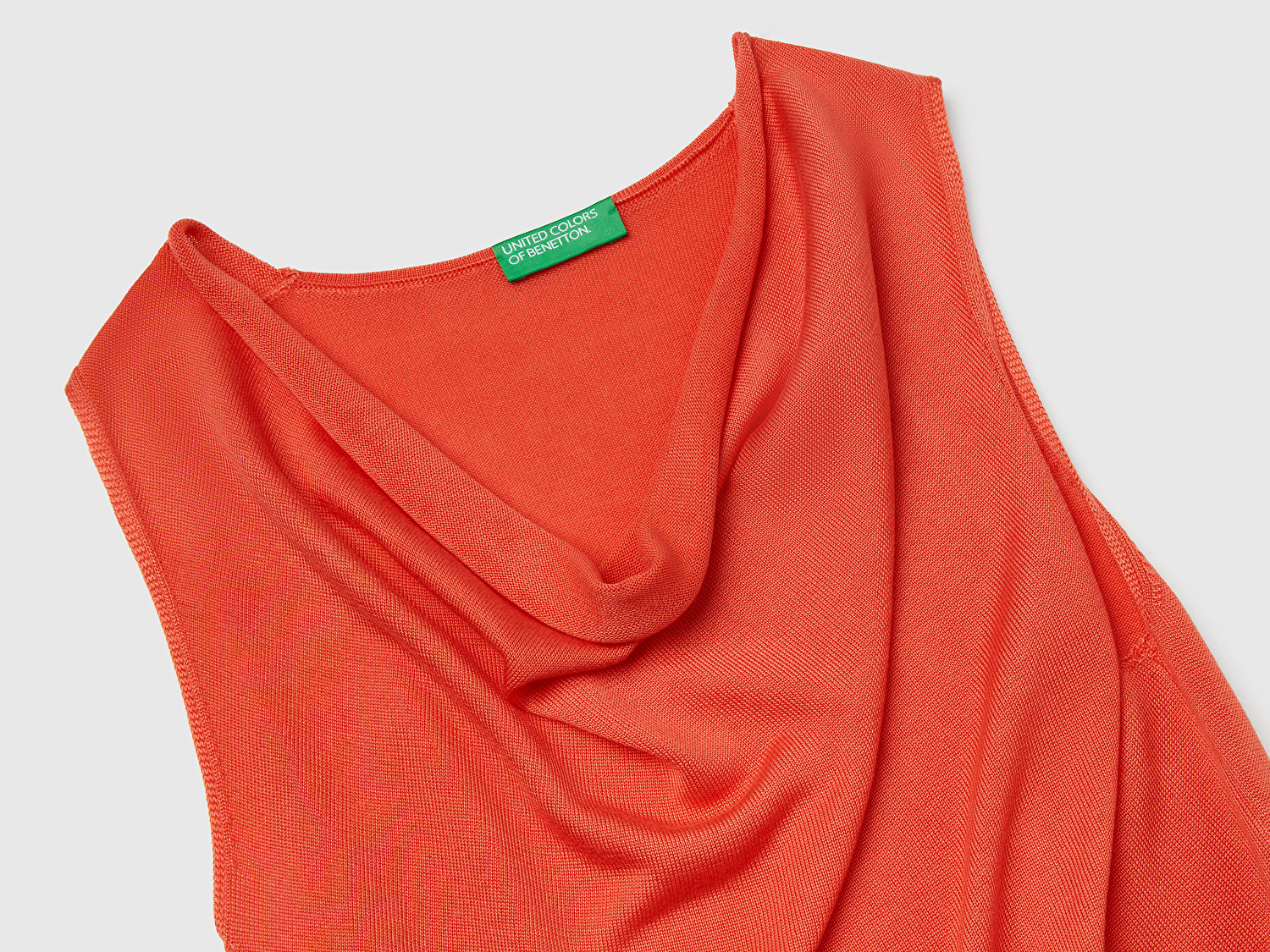 Benetton Kadın Turuncu %100 Liyosel Kolsuz Regular Fit Kazak