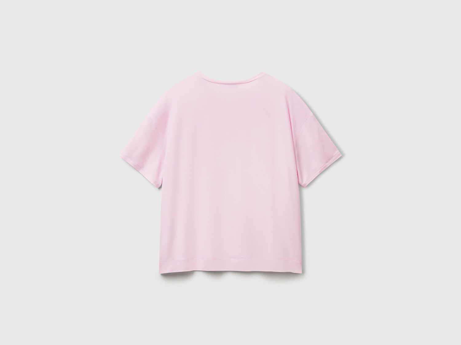 Benetton Kadın Beyaz Logo Baskılı Bisiklet Yaka T-Shirt