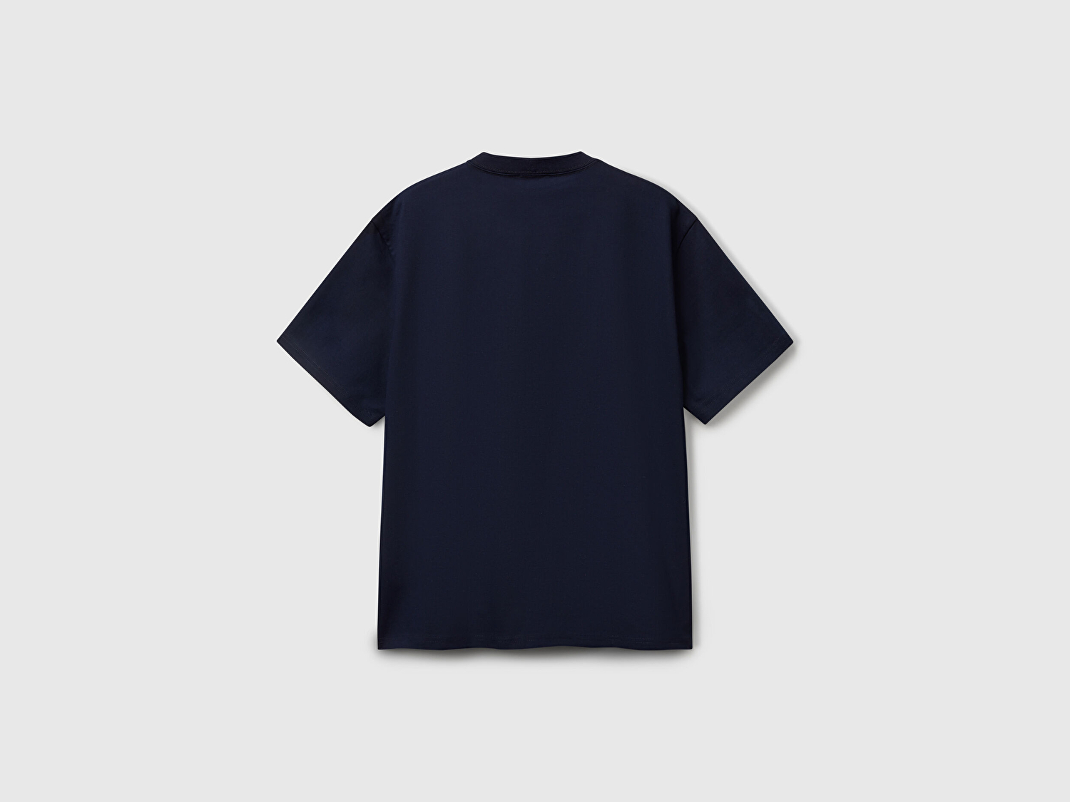 Benetton Erkek Lacivert %100 Pamuk Önü Logo İşlemeli Oversize T-Shirt