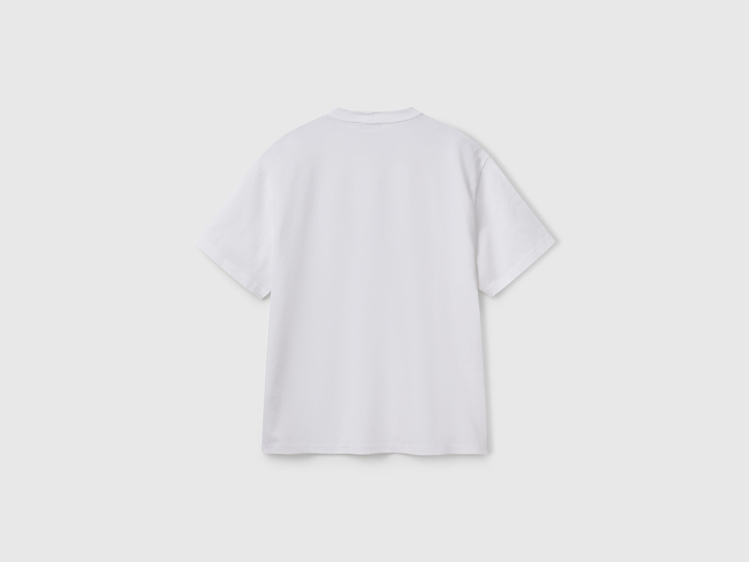 Benetton Erkek Beyaz %100 Pamuk Önü Logo İşlemeli Oversize T-Shirt