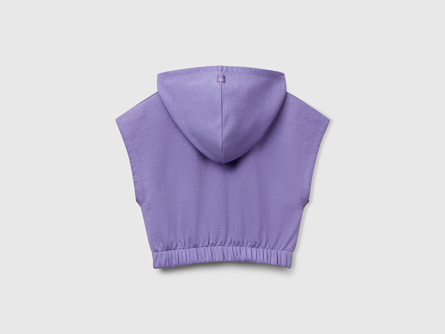 Benetton Kız Çocuk Mor Önü Aplikeli Nakış Detaylı Kolsuz Kapüşonlu Sweatshirt