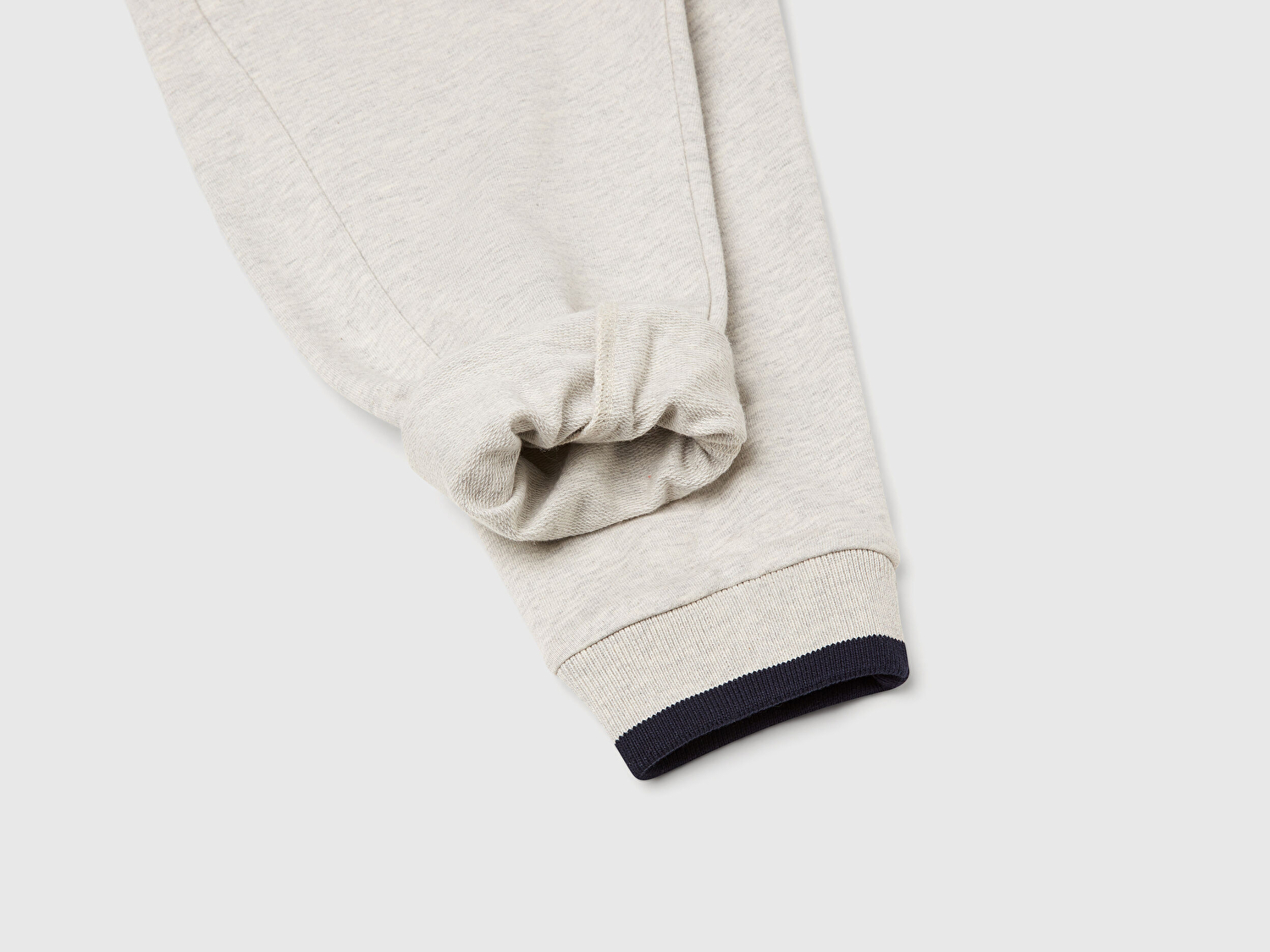 Benetton Erkek Bebek Açık Gri Melanj Dikiş Motifli Beli İpli Jogger Eşofman Altı