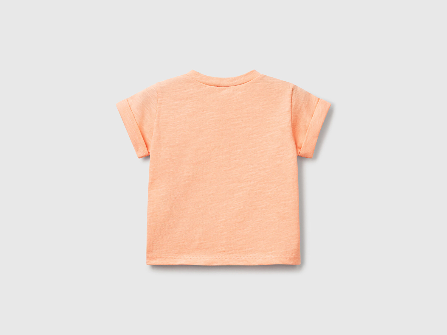 Benetton Bebek Yavruağzı Önü Baskılı Omzu Çıtçıtlı Manşet Detaylı T-Shirt