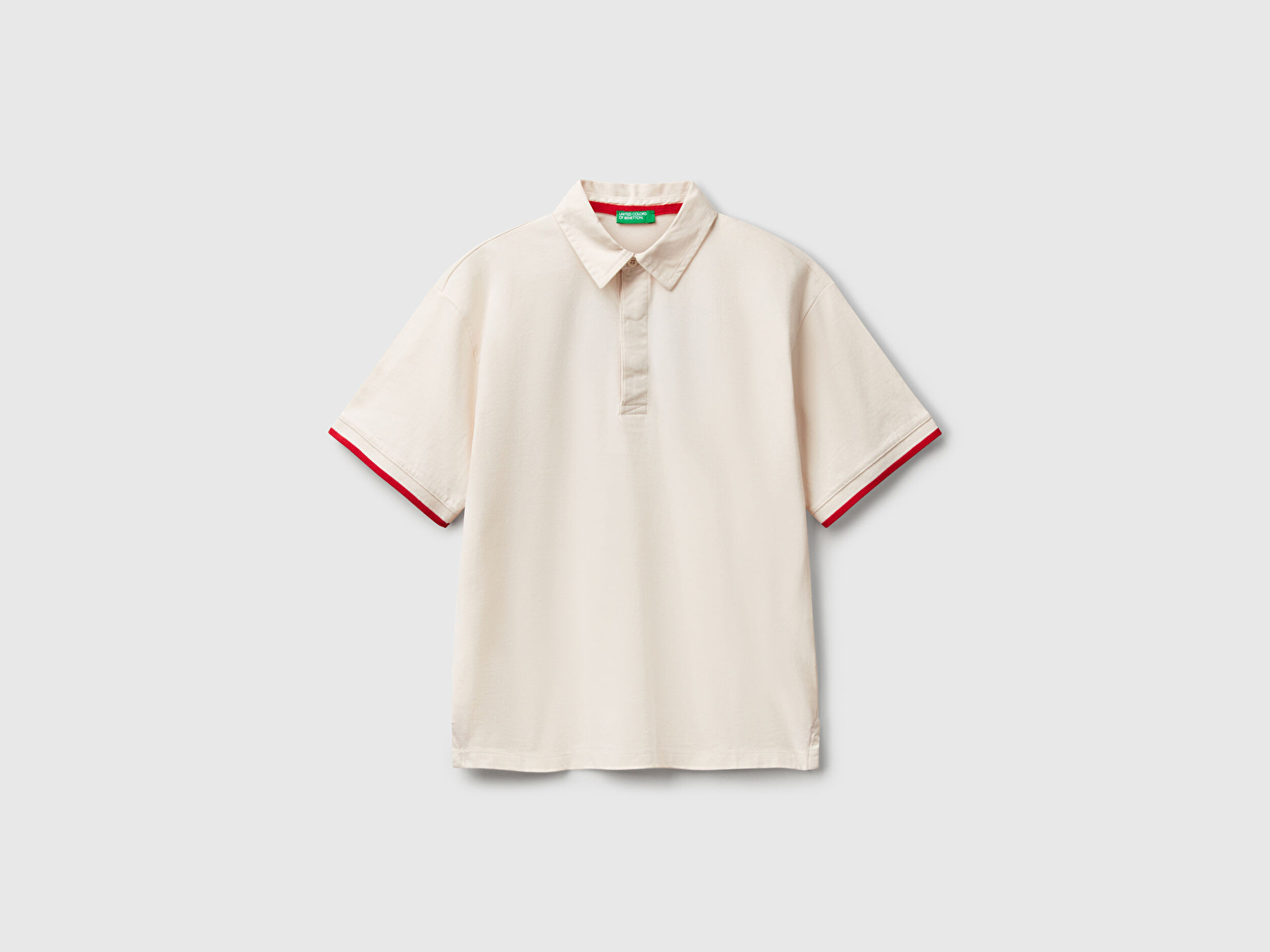 Benetton Erkek Çocuk Ekru İşleme Detaylı Polo Yaka Rugby T-Shirt