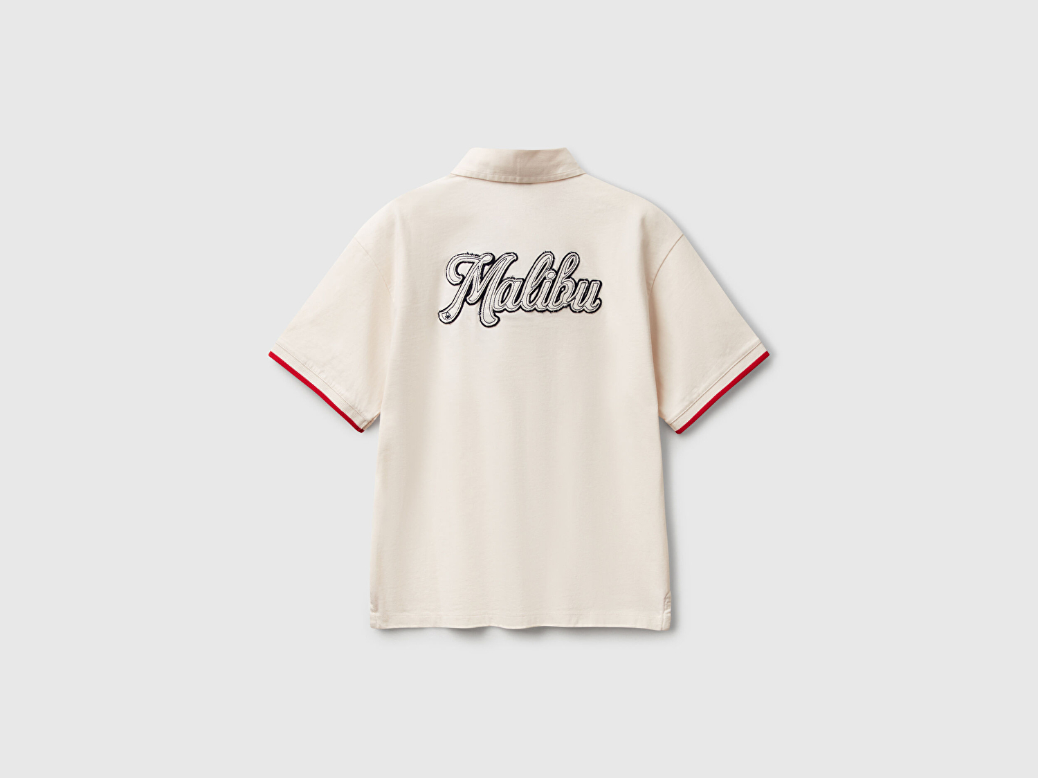 Benetton Erkek Çocuk Ekru İşleme Detaylı Polo Yaka Rugby T-Shirt