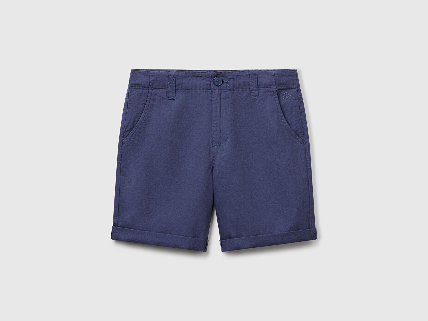 Benetton Erkek Çocuk Lacivert Paçası Kıvrılmış Regular Fit Bermuda Şort