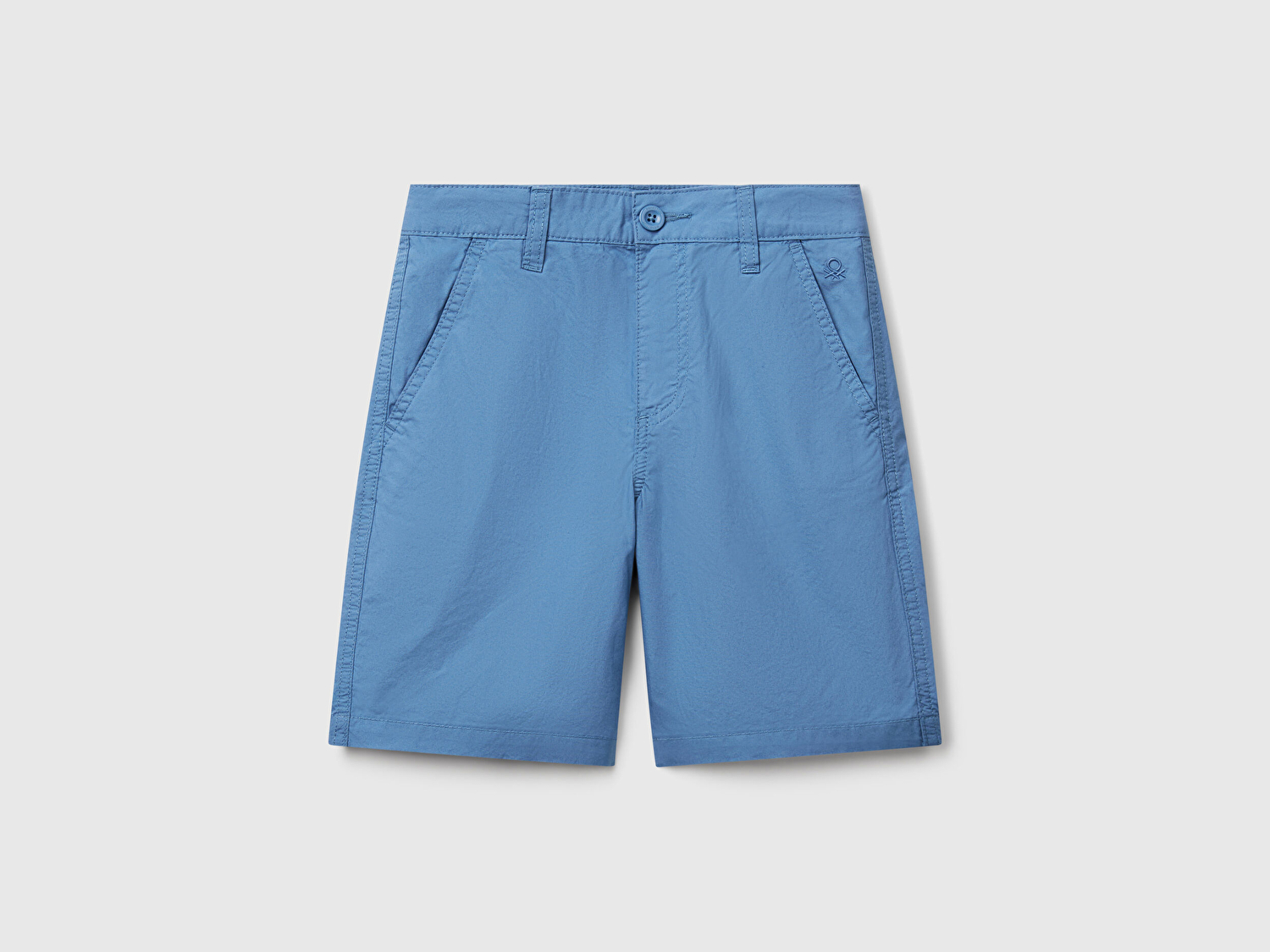 Benetton Erkek Çocuk Havacı Mavi Cepli Regular Fit Denim Bermuda Şort