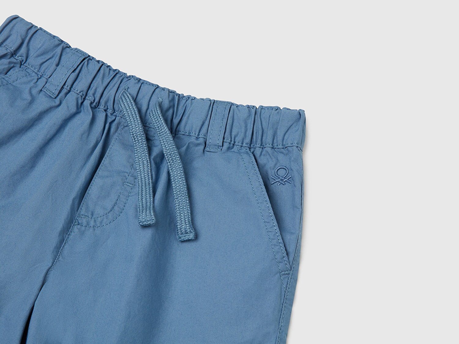 Benetton Erkek Bebek Havacı Mavi Beli Büzgü İpli Bermuda Şort