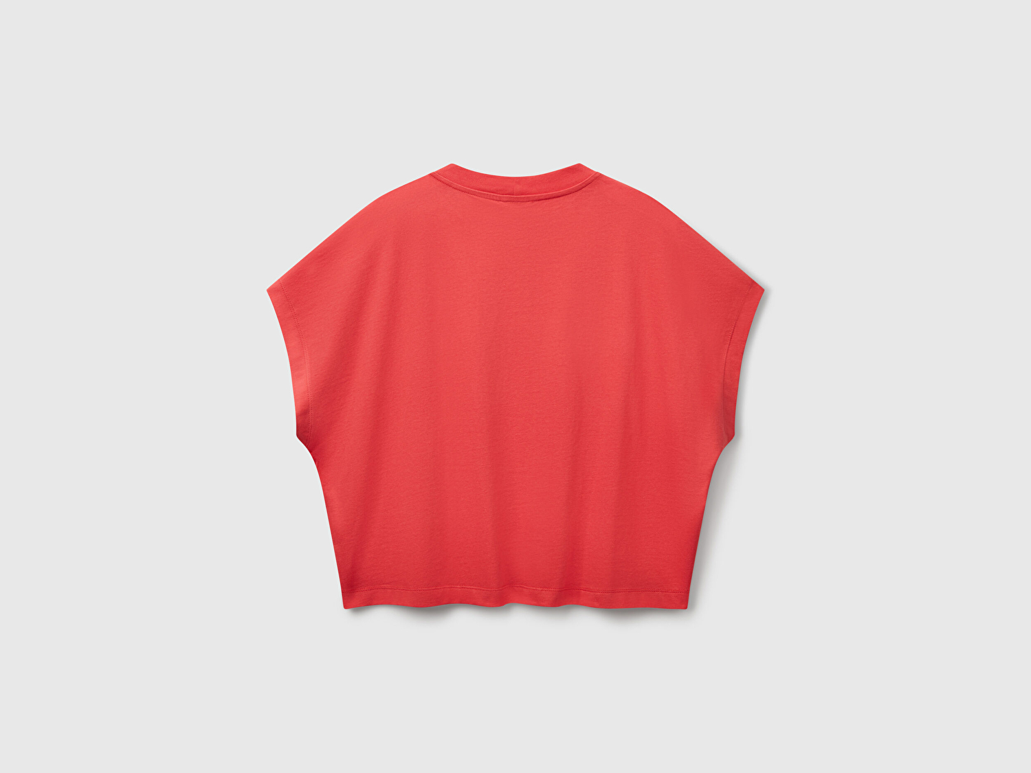Benetton Kadın Mercan %100 Pamuk Kimono Kollu Bisiklet Yaka T-Shirt