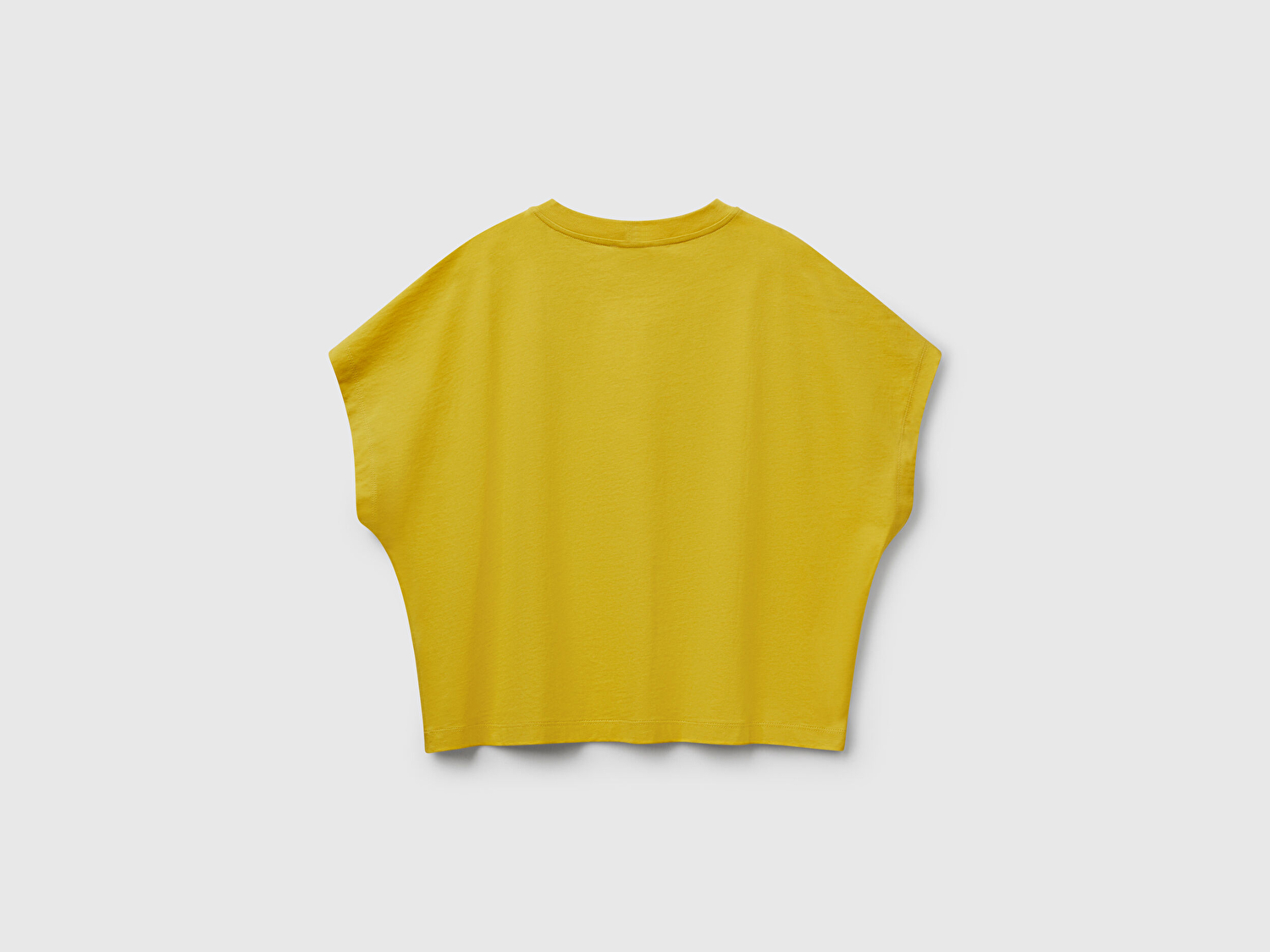 Benetton Kadın Sarı %100 Pamuk Kimono Kollu Bisiklet Yaka T-Shirt
