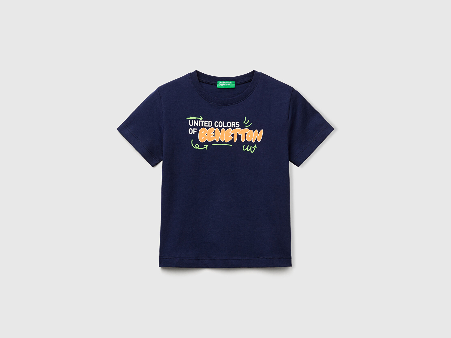 Benetton Erkek Bebek Lacivert Benetton Logo Baskılı T-Shirt