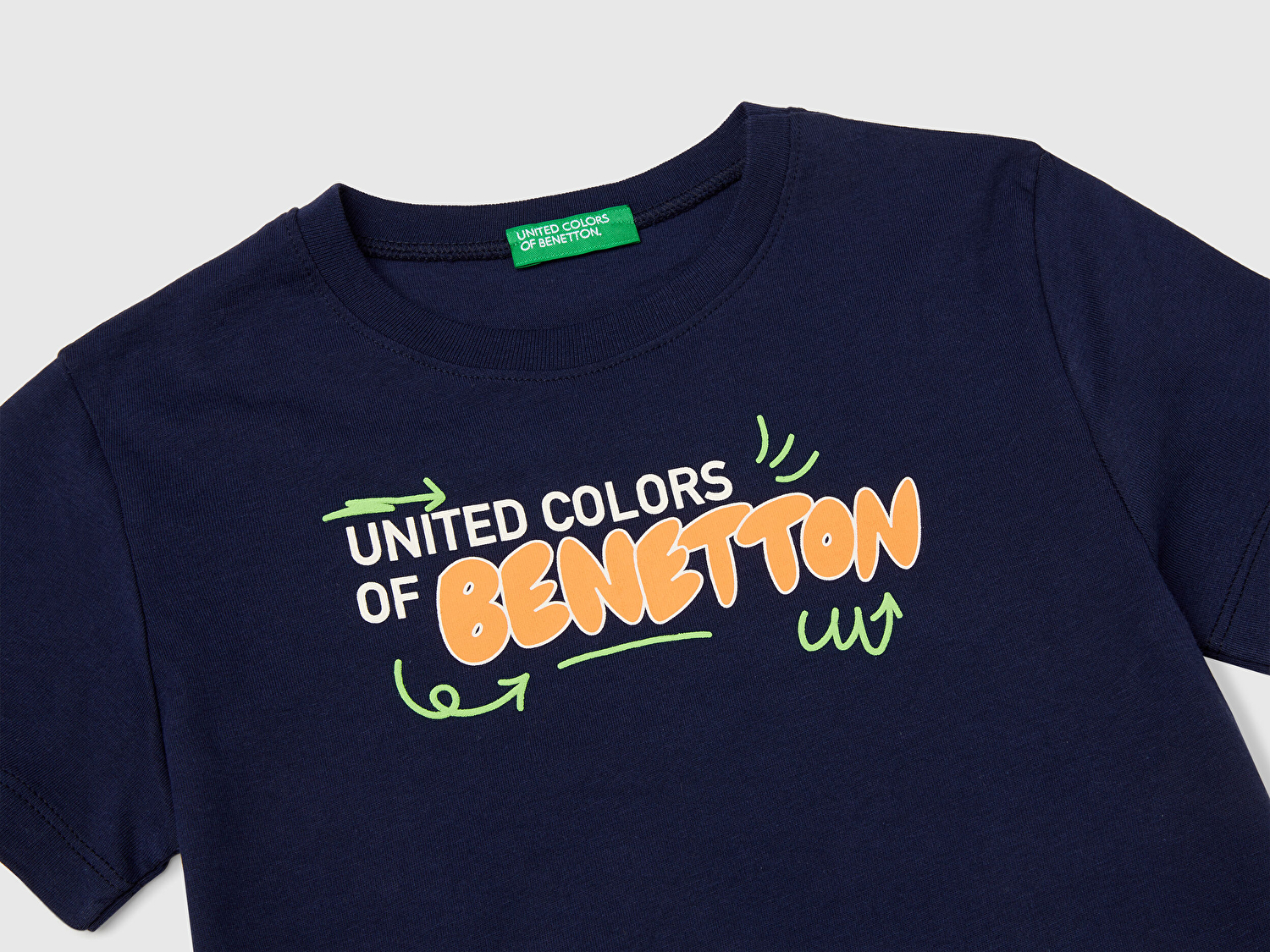 Benetton Erkek Bebek Lacivert Benetton Logo Baskılı T-Shirt