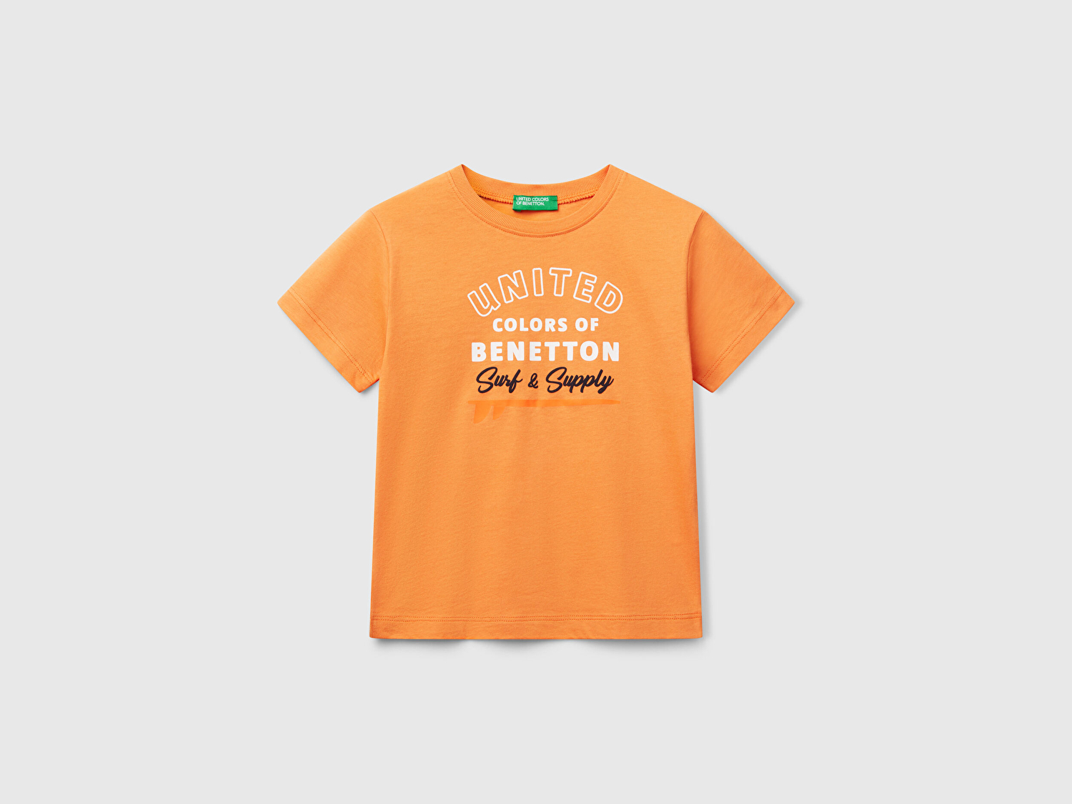 Benetton Erkek Bebek Turuncu Benetton Logo Baskılı T-Shirt
