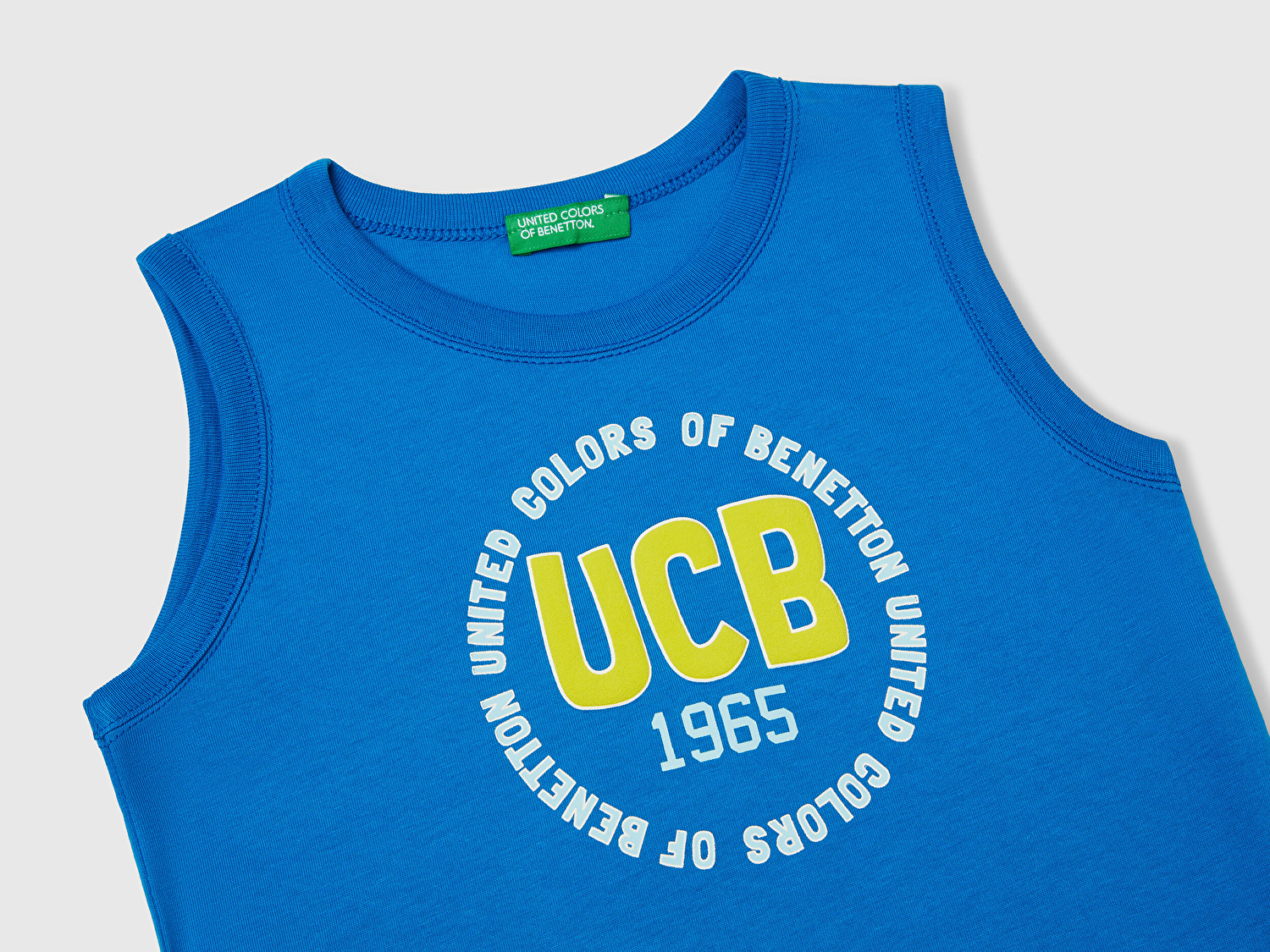 Benetton Erkek Bebek Saks Mavi Benetton Logo Baskılı Kabartma Detaylı Atlet