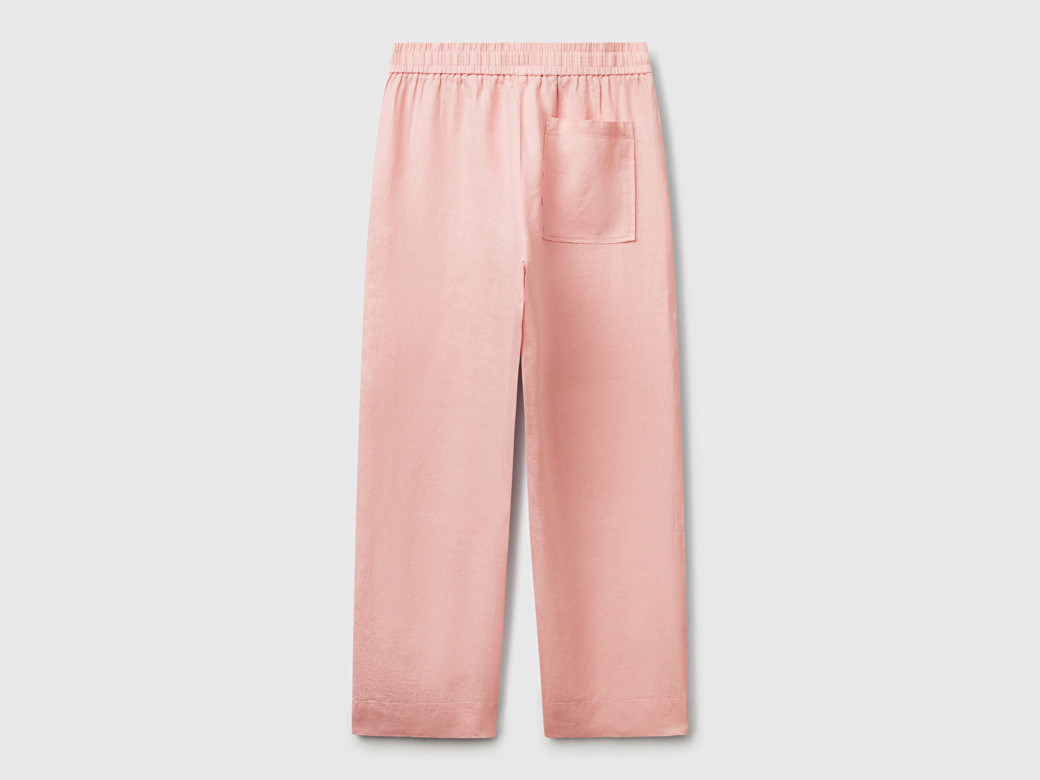 Benetton Kadın Pembe %100 Keten Büzgü İpli Cepli  Pantolon