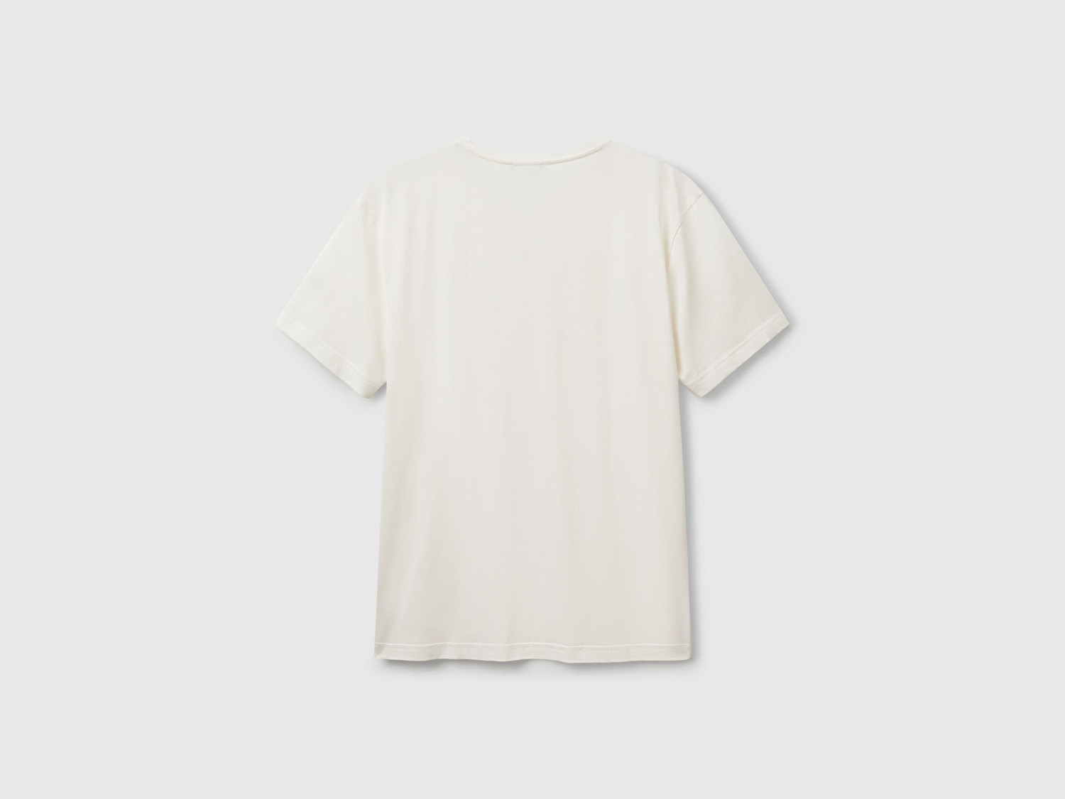 Benetton Erkek Beyaz %100 Koton Bisiklet Yaka T-Shirt