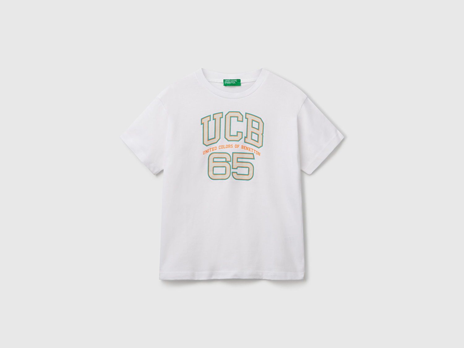 Benetton Erkek Çocuk Beyaz Benetton Logo Baskılı T-Shirt