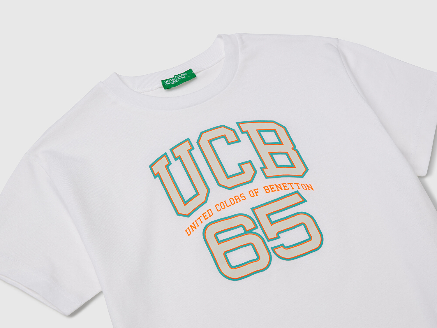 Benetton Erkek Çocuk Beyaz Benetton Logo Baskılı T-Shirt