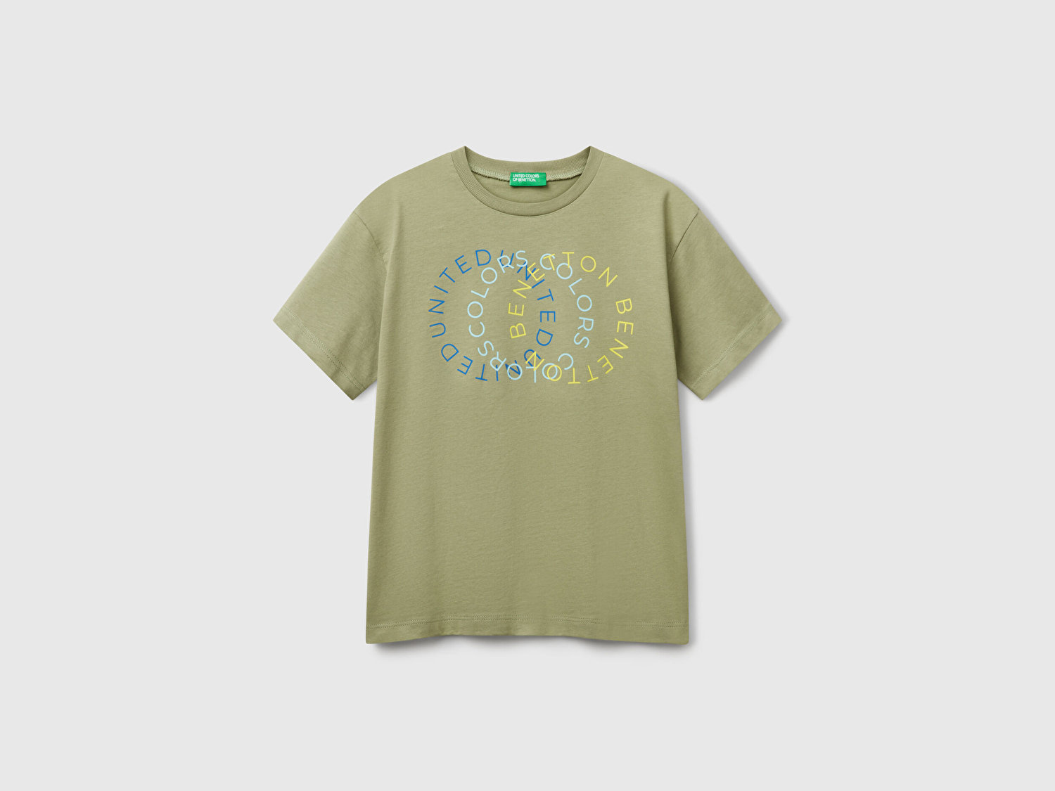 Benetton Erkek Çocuk Haki Benetton Logo Baskılı T-Shirt