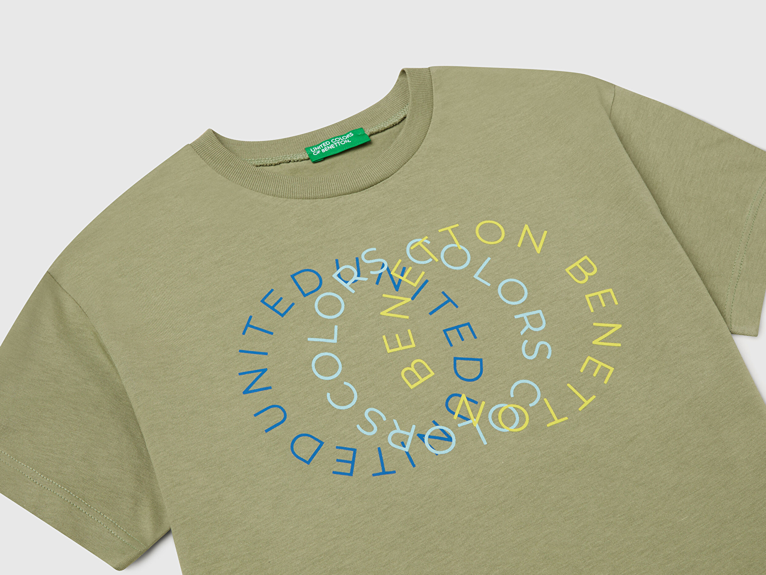 Benetton Erkek Çocuk Haki Benetton Logo Baskılı T-Shirt