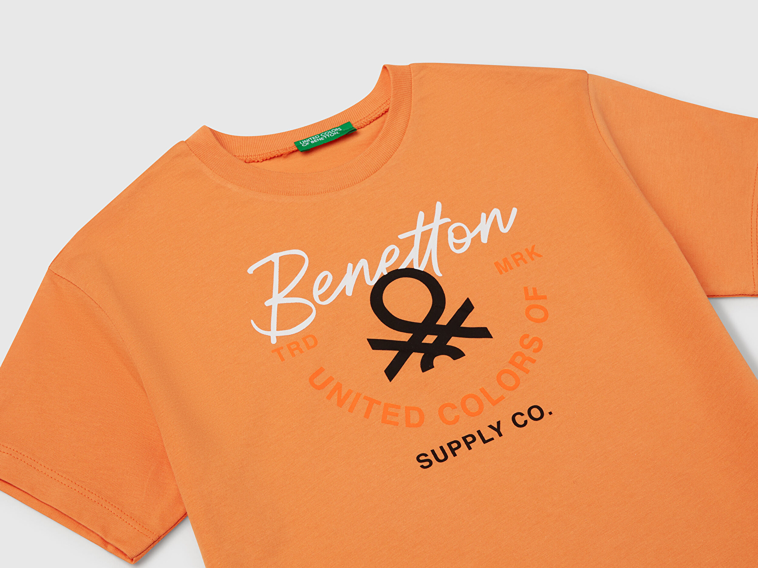 Benetton Erkek Çocuk Turuncu Benetton Logo Baskılı T-Shirt