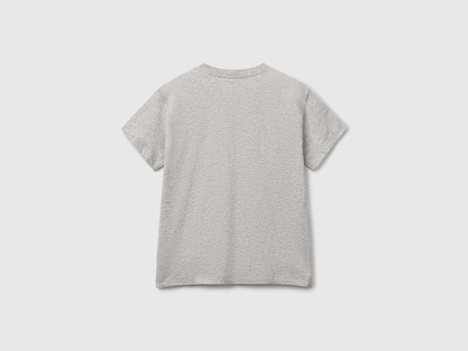Benetton Erkek Çocuk Gri Melanj Benetton Logo Baskılı T-Shirt