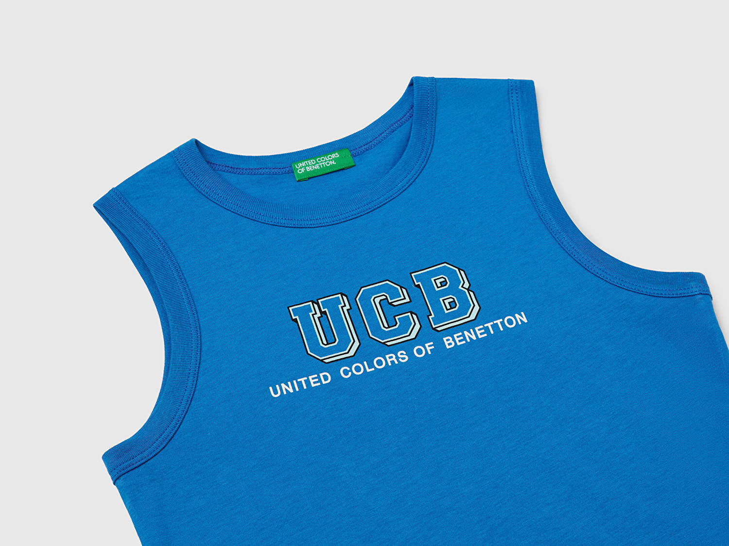 Benetton Erkek Çocuk Saks Mavi Benetton Logo Baskılı Atlet
